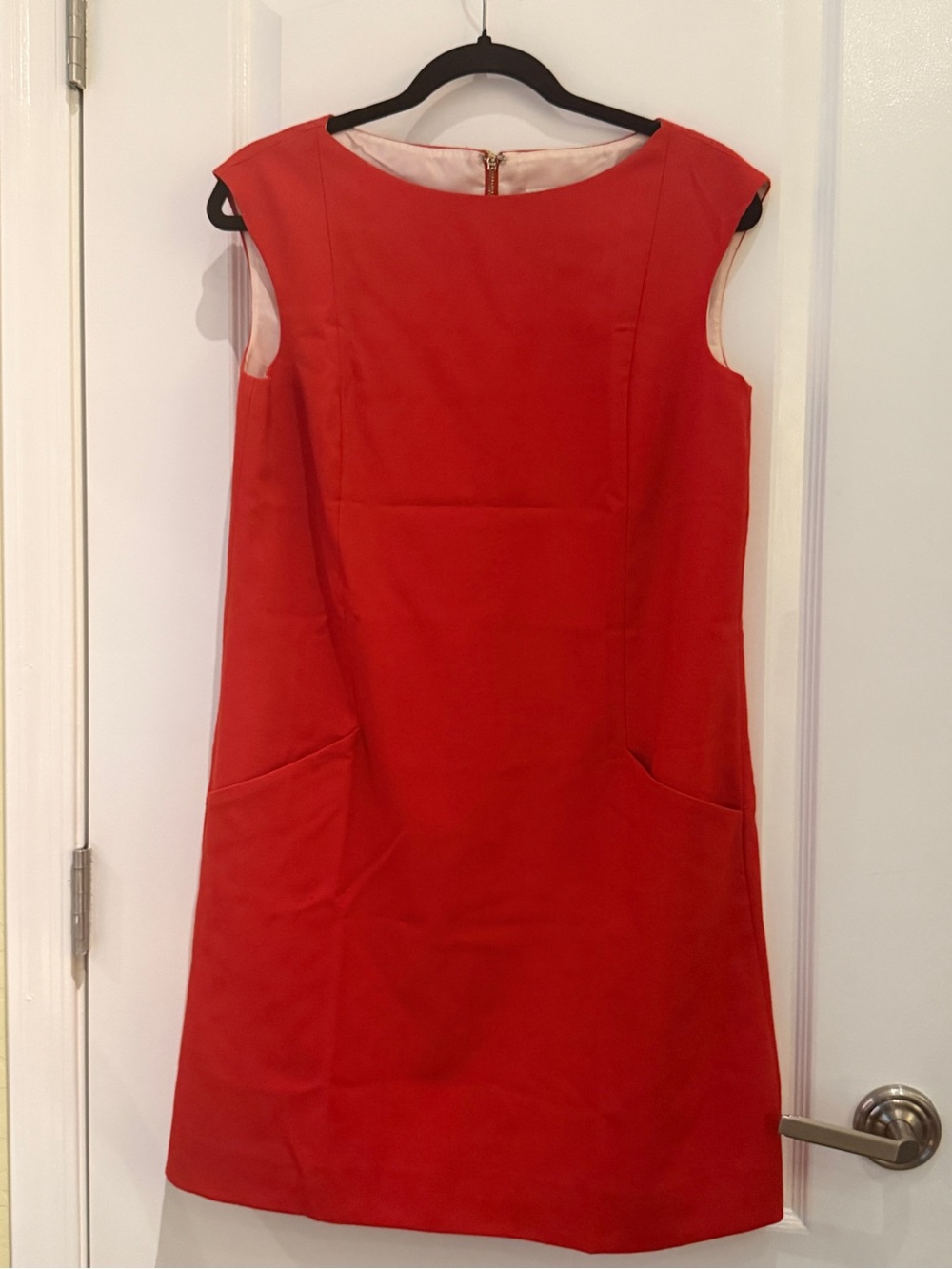 Kate Spade Sallie Red Shift Dress Gold Zip Size 6